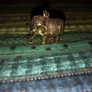 Bronze long chain elephant necklace